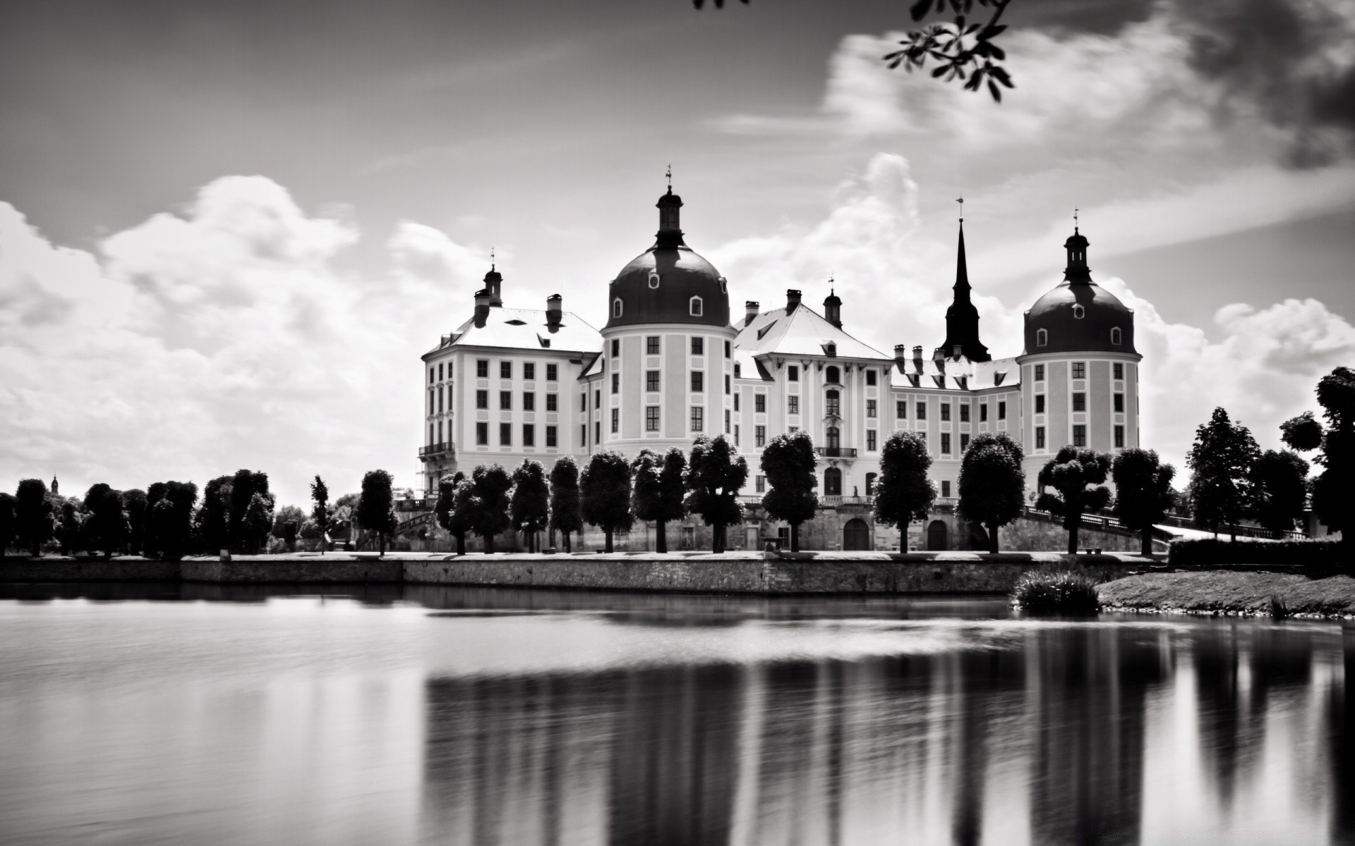 black and white architecture building travel reflection city river castle water sky outdoors lake