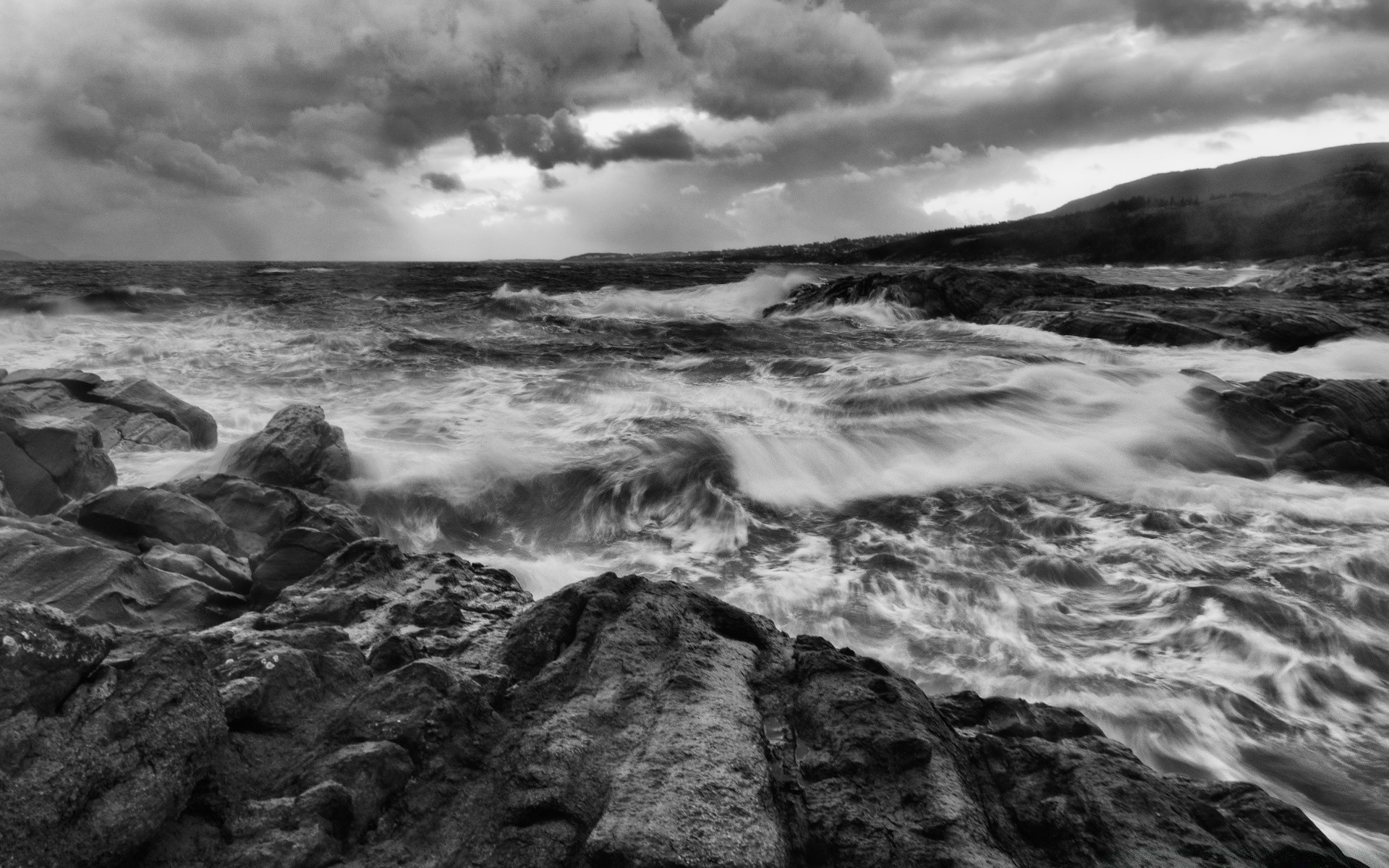 black and white water sea ocean beach landscape storm seascape sunset seashore surf dramatic rock wave nature sky dawn travel monochrome evening