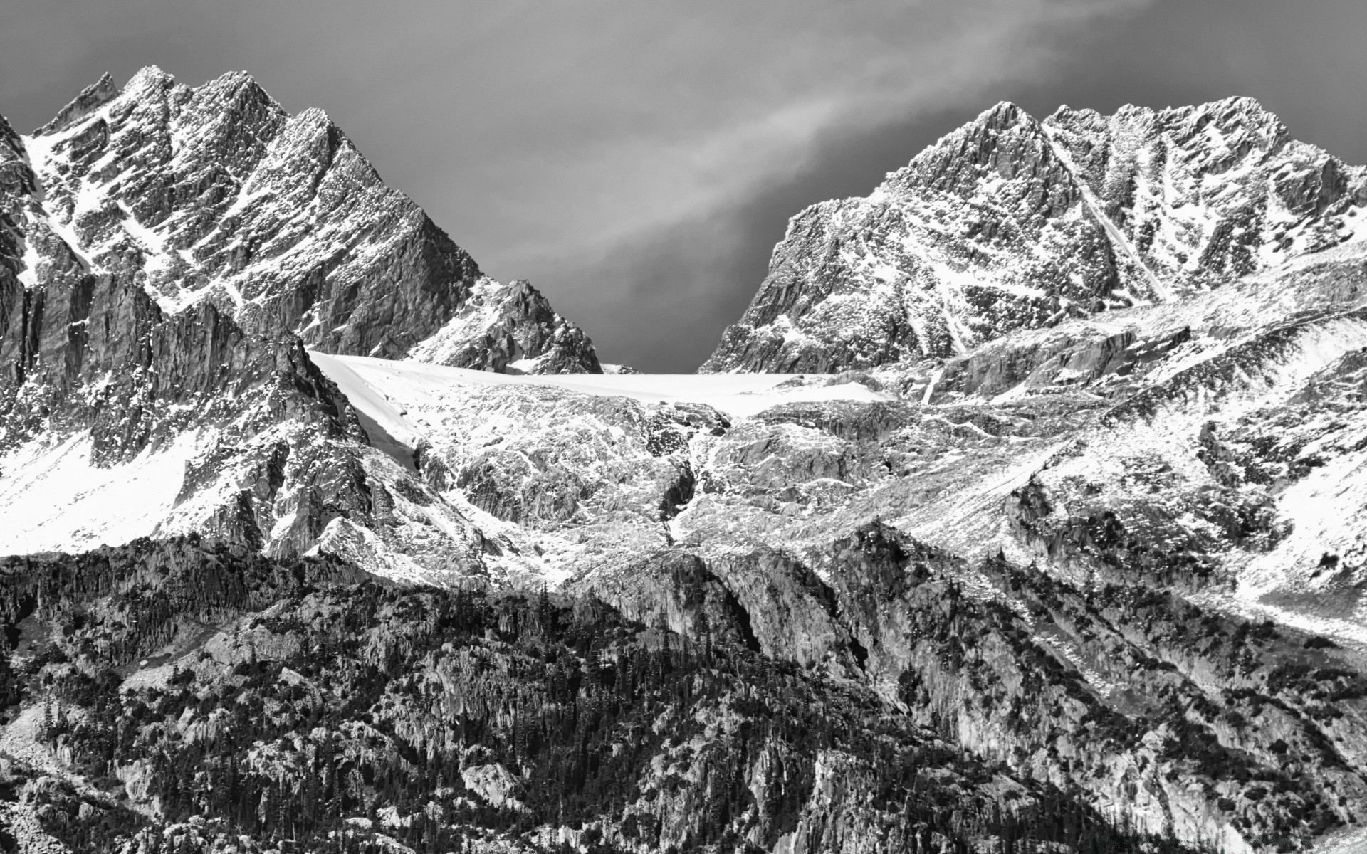 black and white snow mountain ice landscape nature rock glacier high mountain peak travel scenic outdoors winter cold sight sky valley