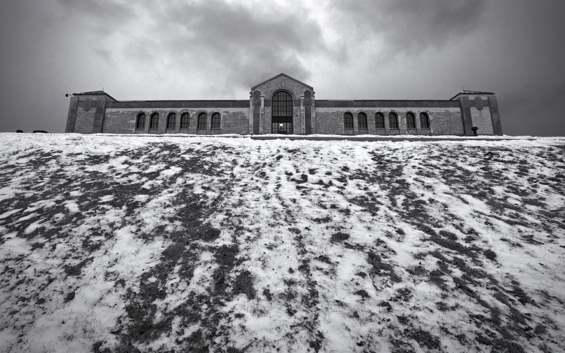 black and white winter outdoors snow travel sky architecture