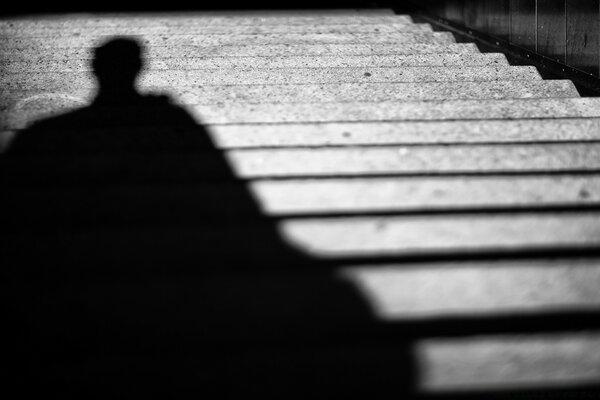 Stylish shadow on a flight of stairs