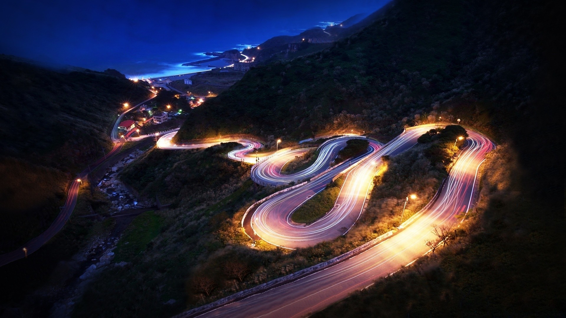 other city motion travel road light blur evening highway transportation system