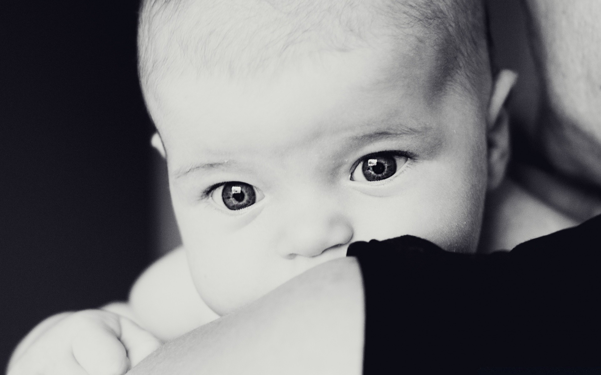 black and white child portrait baby monochrome boy one eye cute girl face newborn little innocence