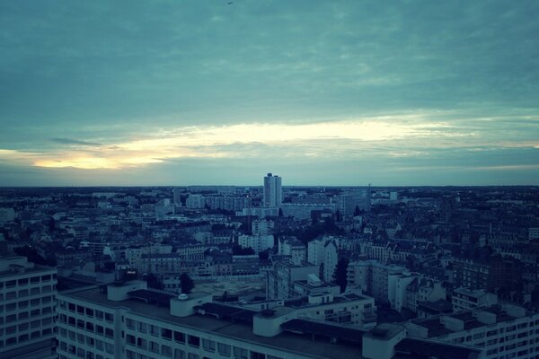 View of a large city from a height