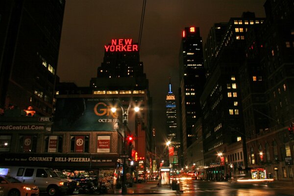 The streets of the city in the night lights of phonorays