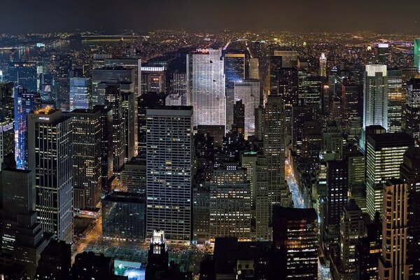 Skyscrapers in the big night city