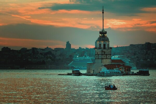 People swim to the church on the water