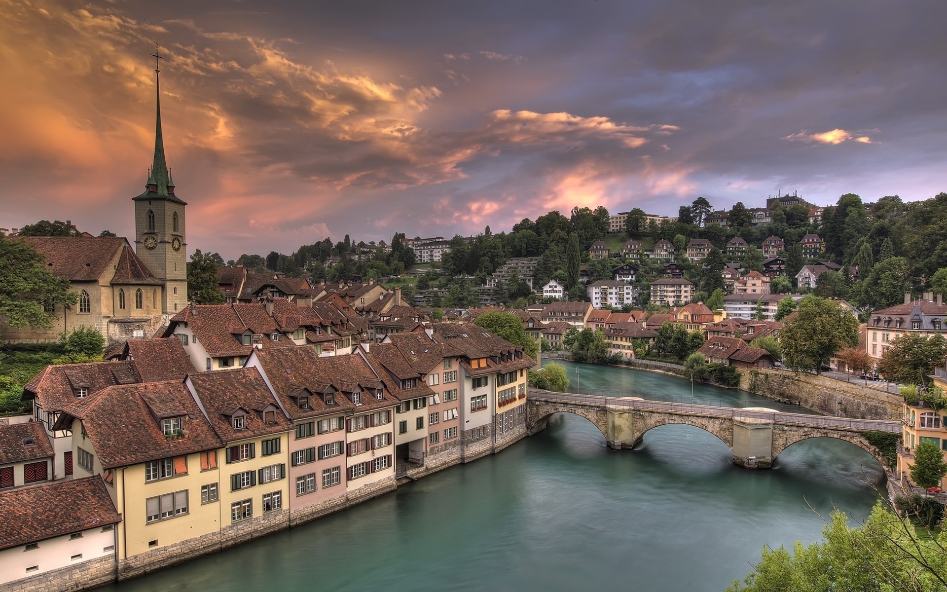 other city river water architecture travel city bridge building outdoors church town canal house tourism