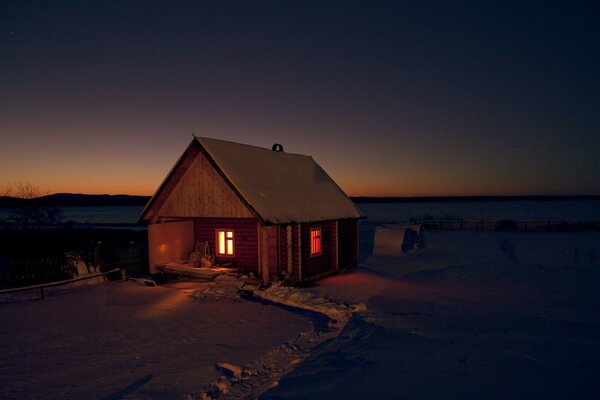 Nature Night Snow house sauna darkness winter bath