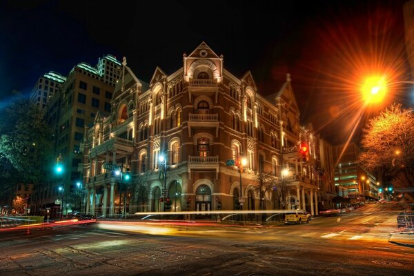 Night view of the historic building