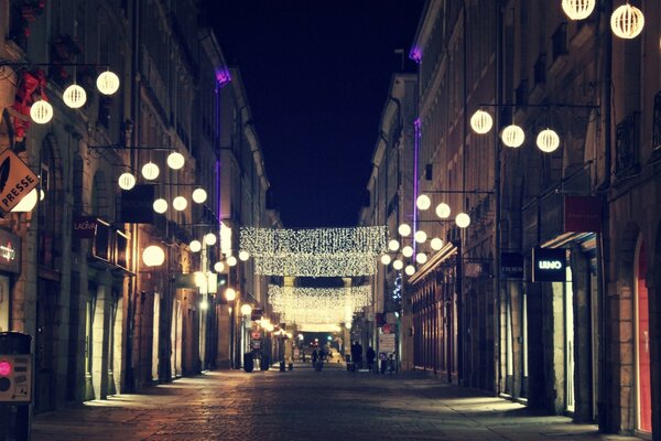 Beautiful city street. Evening landscape