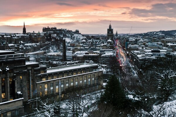 Winter landscape of another city