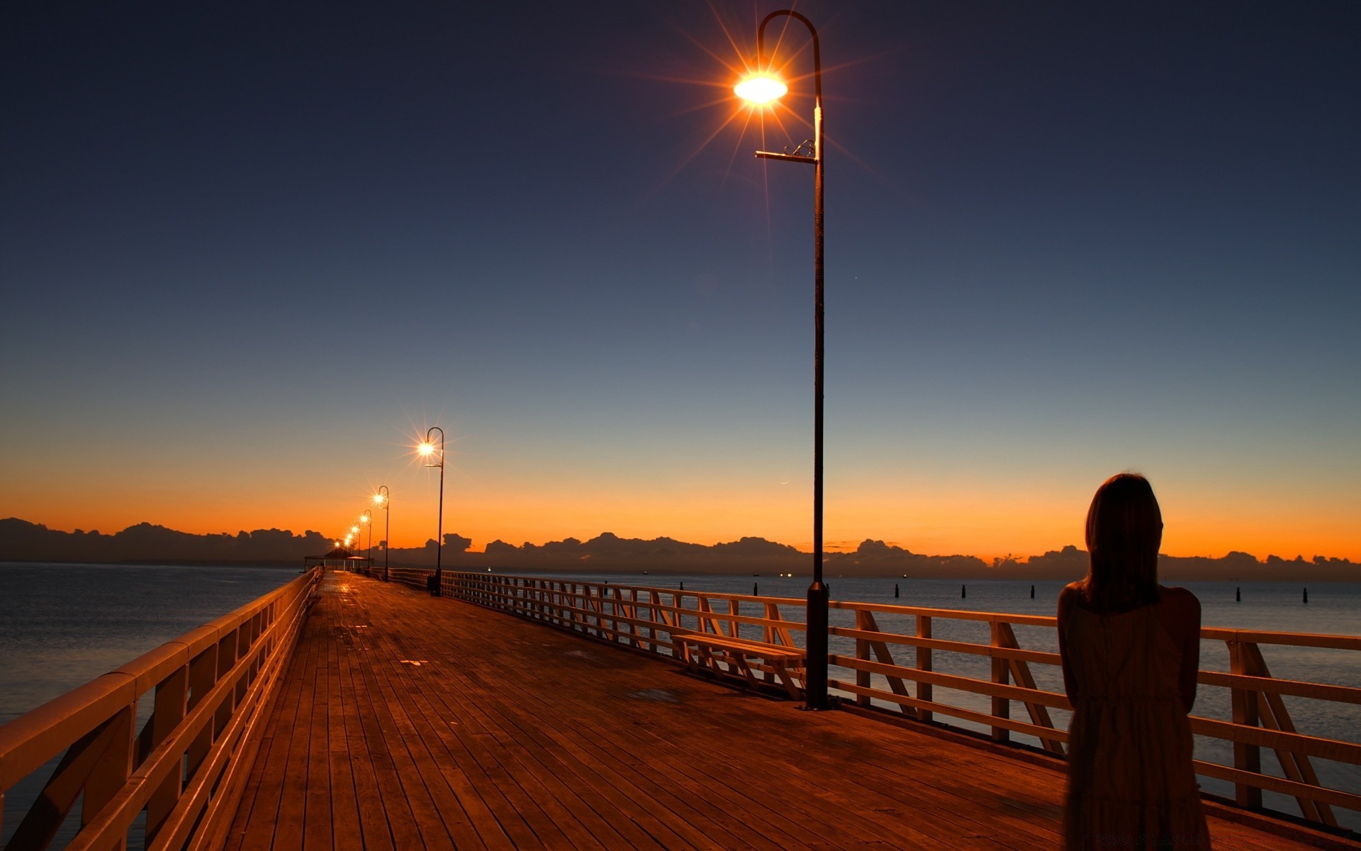 andere städte sonnenuntergang dämmerung wasser strand meer sonne ozean pier himmel landschaft dämmerung abend brücke licht reisen pier meer promenade reflexion see