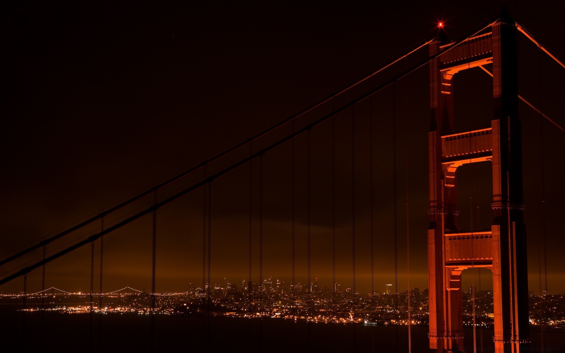 other city bridge city architecture sunset suspension bridge light urban dark evening steel sky building dusk silhouette construction transportation system