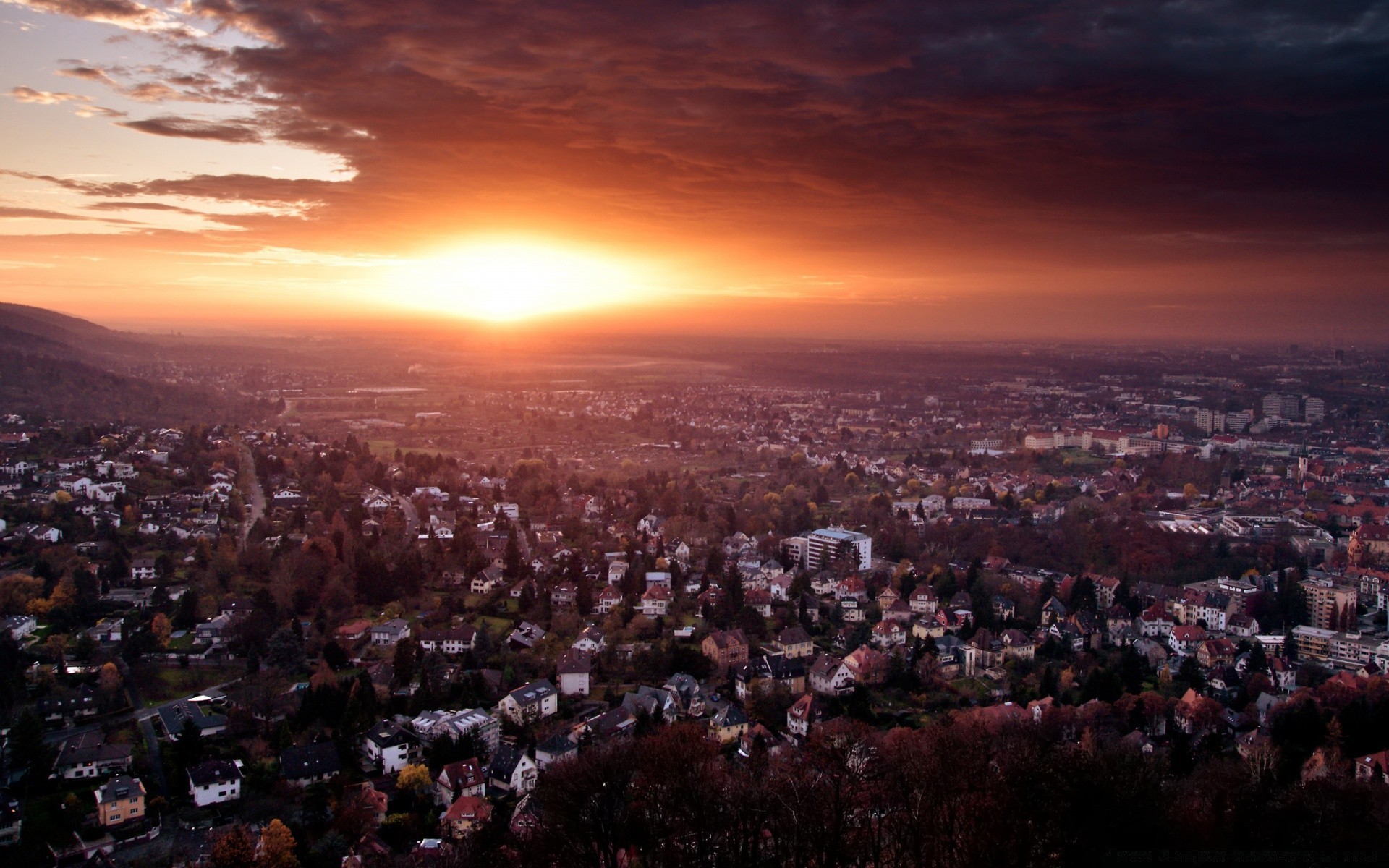 outras cidades paisagem pôr do sol muitos à noite viajar ao ar livre