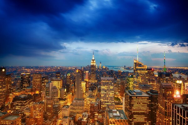 Architecture and skyscrapers, night city