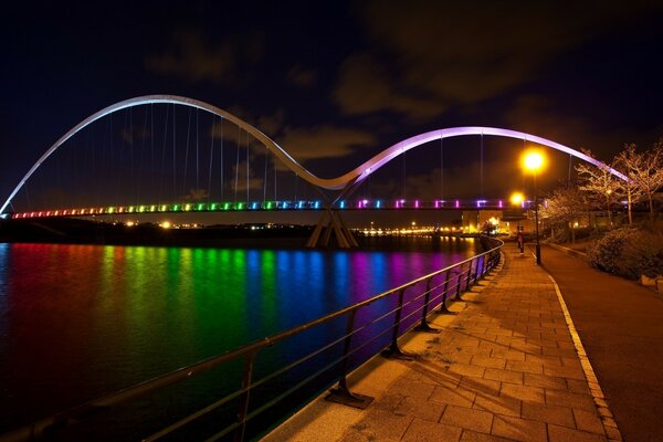 Light show on the water on the embankment