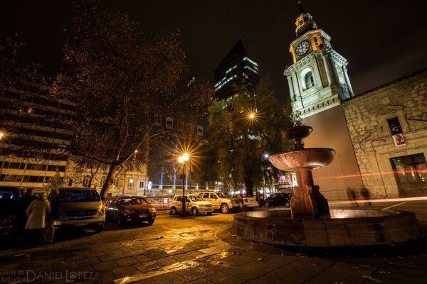 Travel street city parking fountain