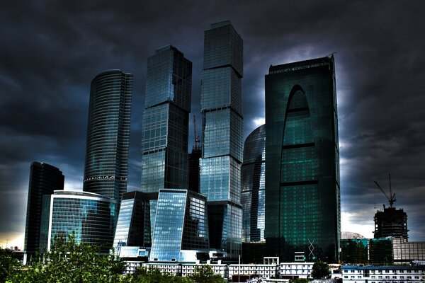 Skyscrapers against the night sky