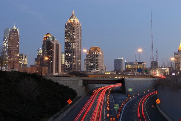 Urban neon show on the highway