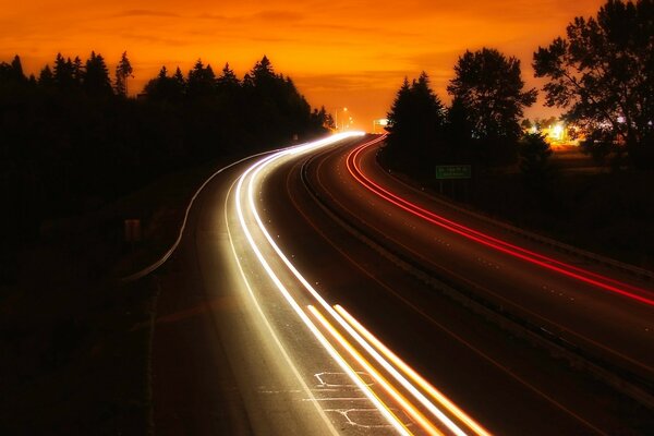 Expressway at sunset