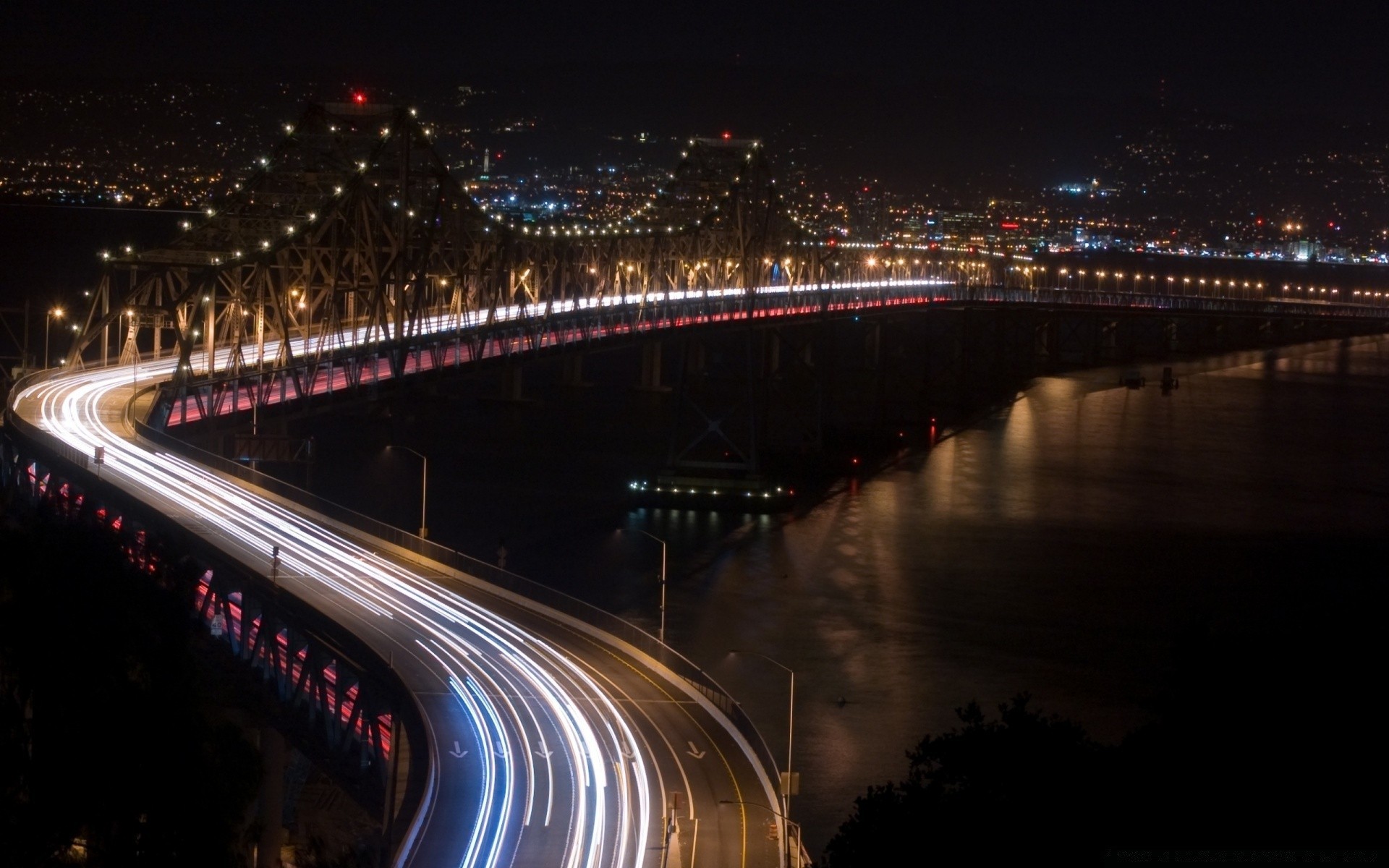 otras ciudades puente noche ciudad crepúsculo tráfico carretera desenfoque viajes sistema de transporte carretera río arquitectura luz iluminación agua urbano centro de la ciudad casa tráfico