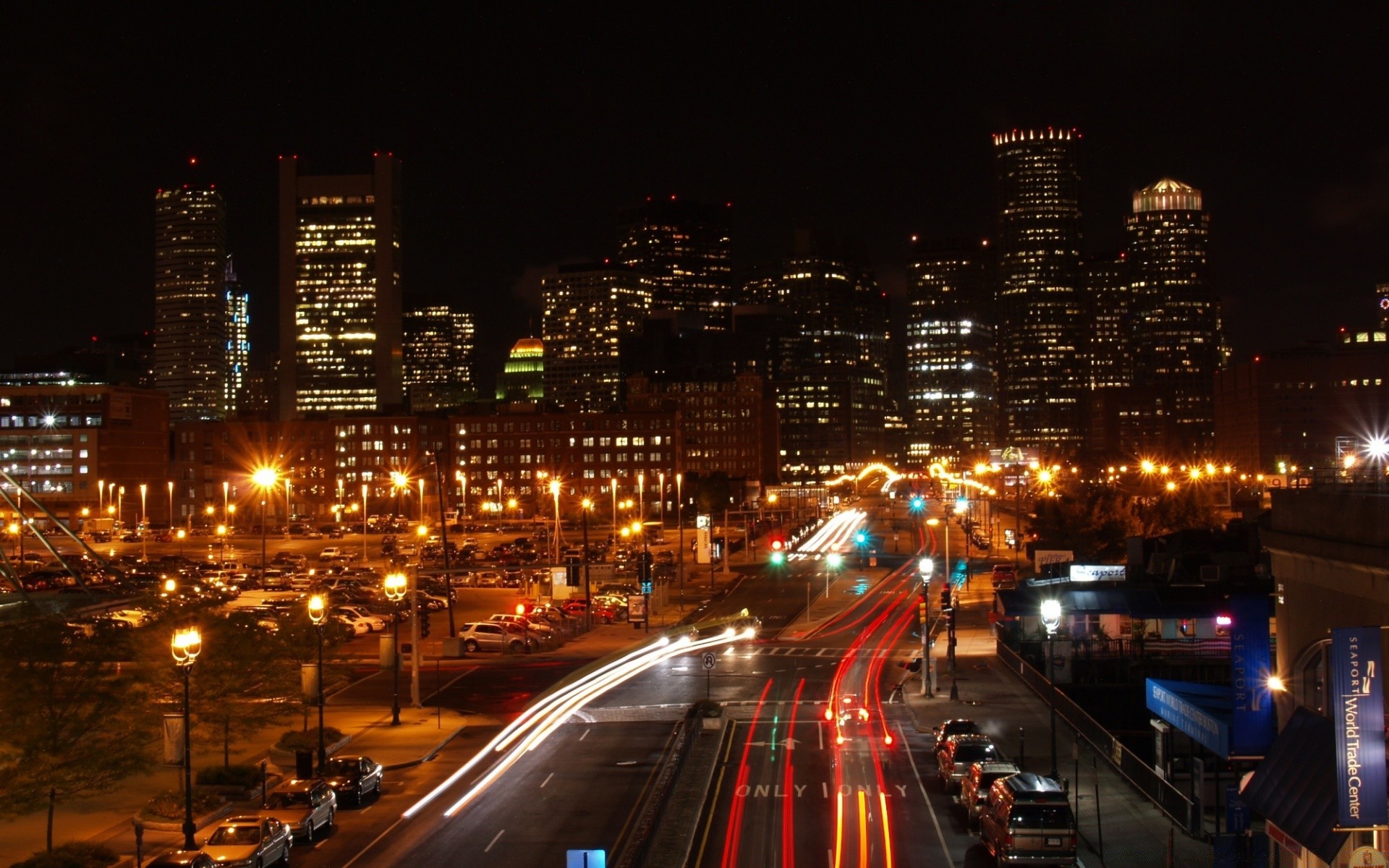 otras ciudades tráfico autobús desenfoque carretera centro de la ciudad carretera sistema de transporte crepúsculo noche coche ciudad calle rápido rascacielos viajes puente tráfico iluminado luz cuerda