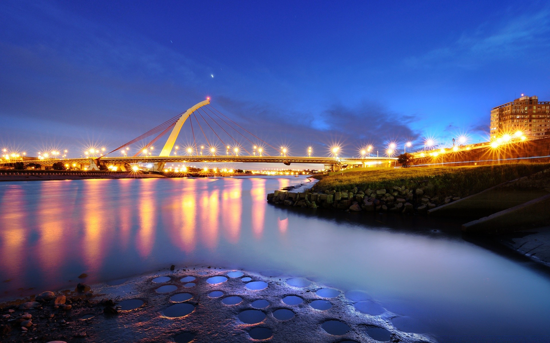 other city sunset water bridge evening city river dusk dawn travel reflection architecture sky light