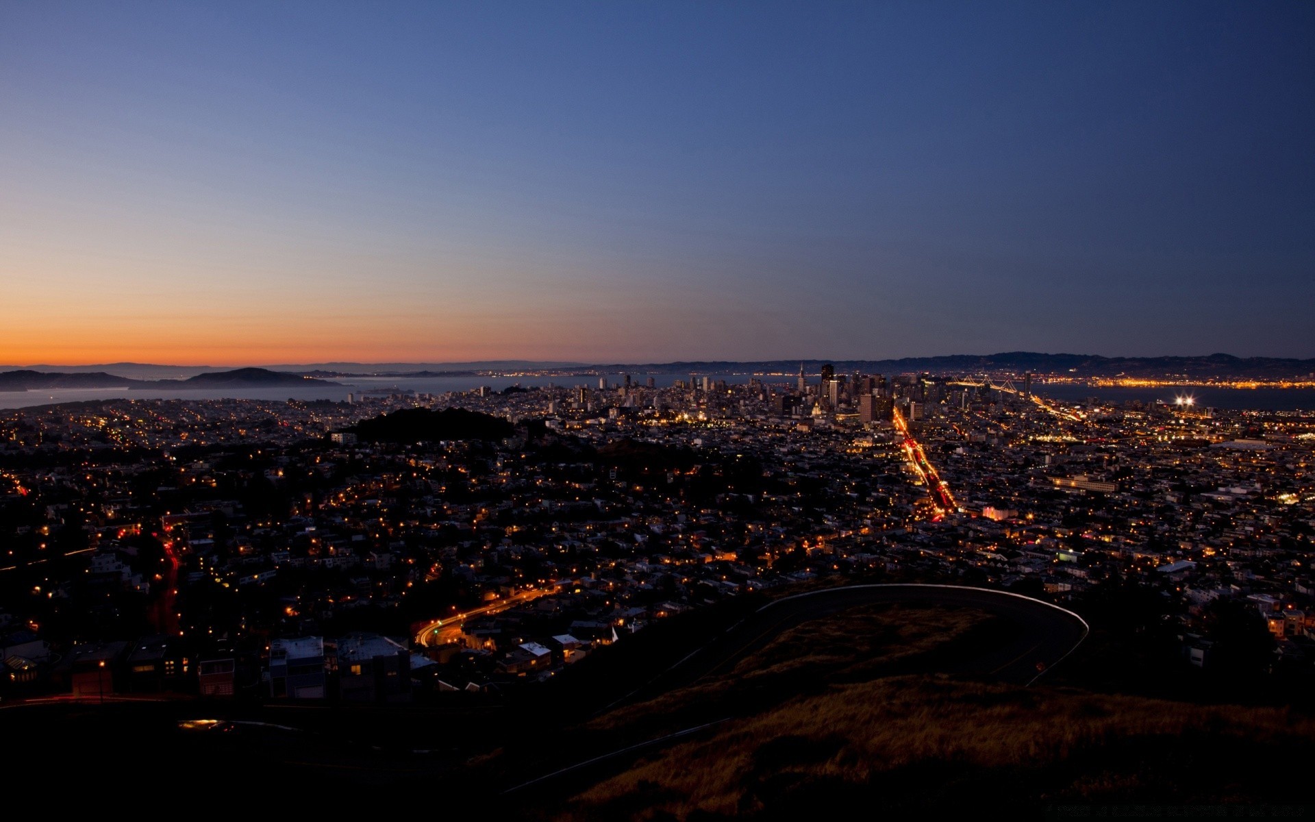 other city sunset landscape evening dawn dusk travel light sky water beach city sun