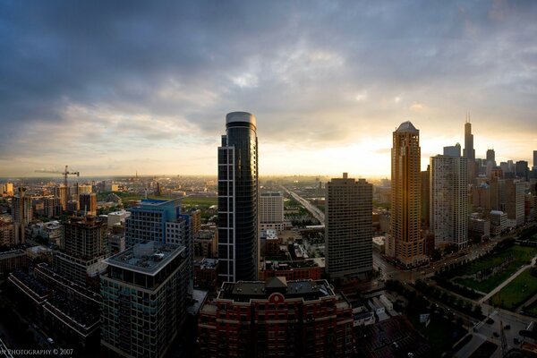 Panorama of the skyscrapers of the brlshy city