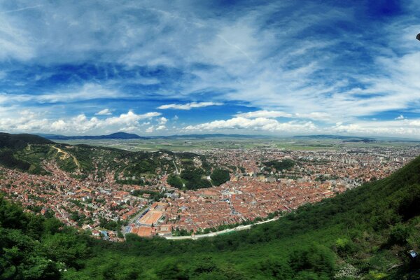 Vista superior de la arquitectura de la ciudad