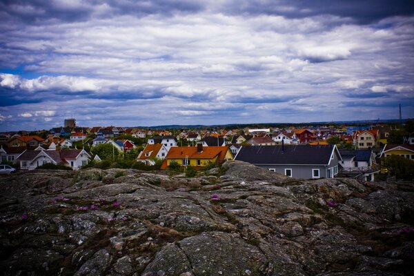 City multicolored houses