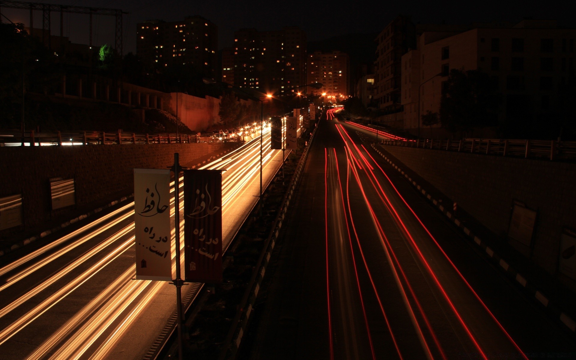 other city light road street transportation system traffic bridge highway city travel car blur evening downtown