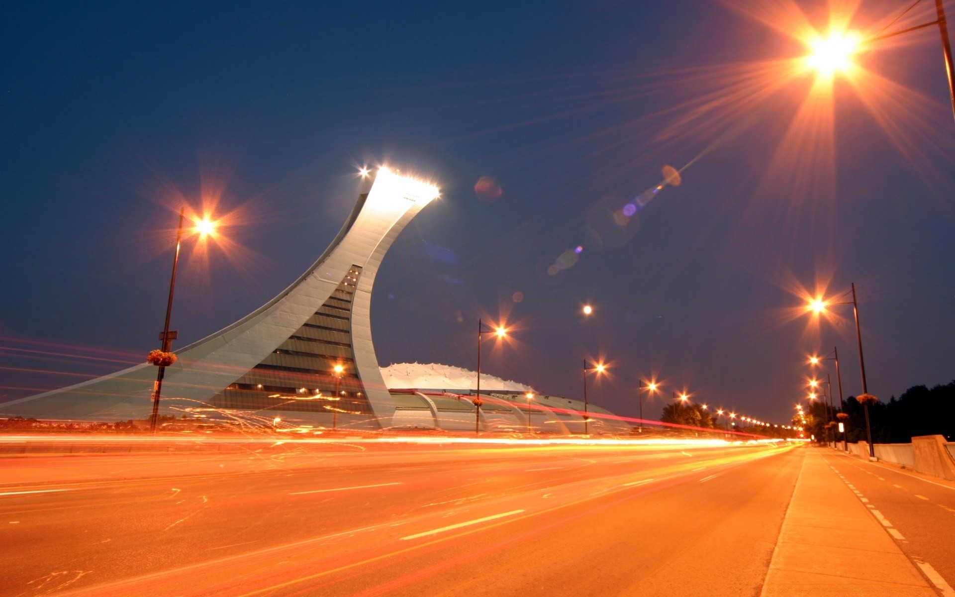 other city sunset traffic road dusk highway transportation system street evening bridge travel sky blur fast expressway car long downtown city light