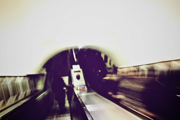 Metro Escalator with blurred contours