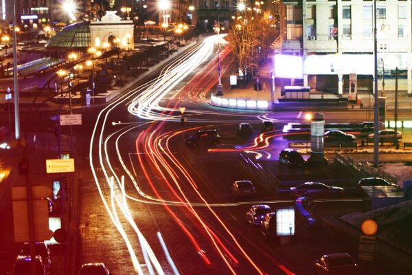 Дорога выдержка свет полосы транспорт