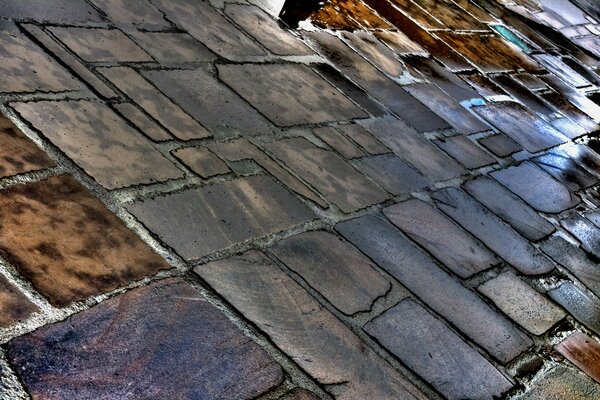 Texture of stone tiles in the city