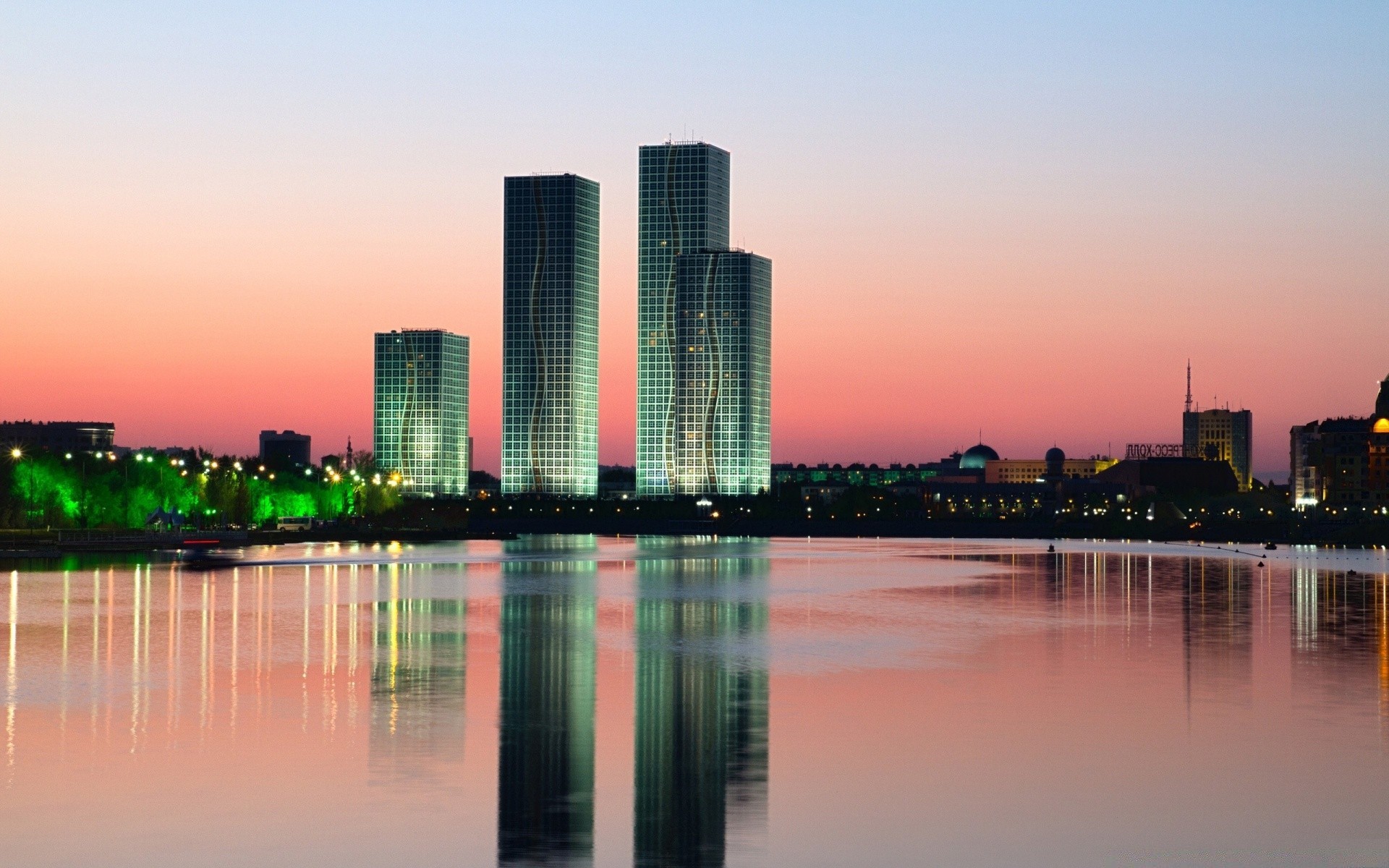 house and comfort architecture city downtown dusk sky skyline reflection cityscape river skyscraper sunset water travel building waterfront modern urban business evening