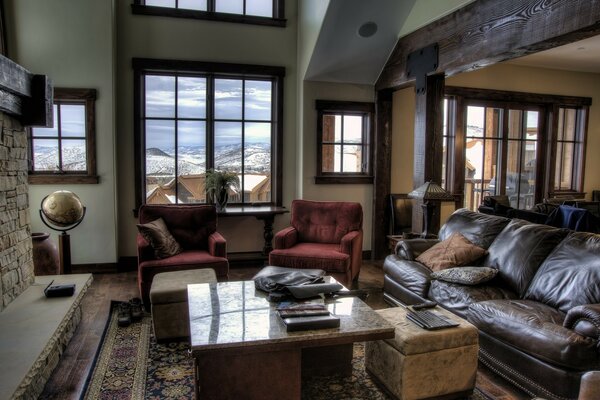 Living room with fireplace