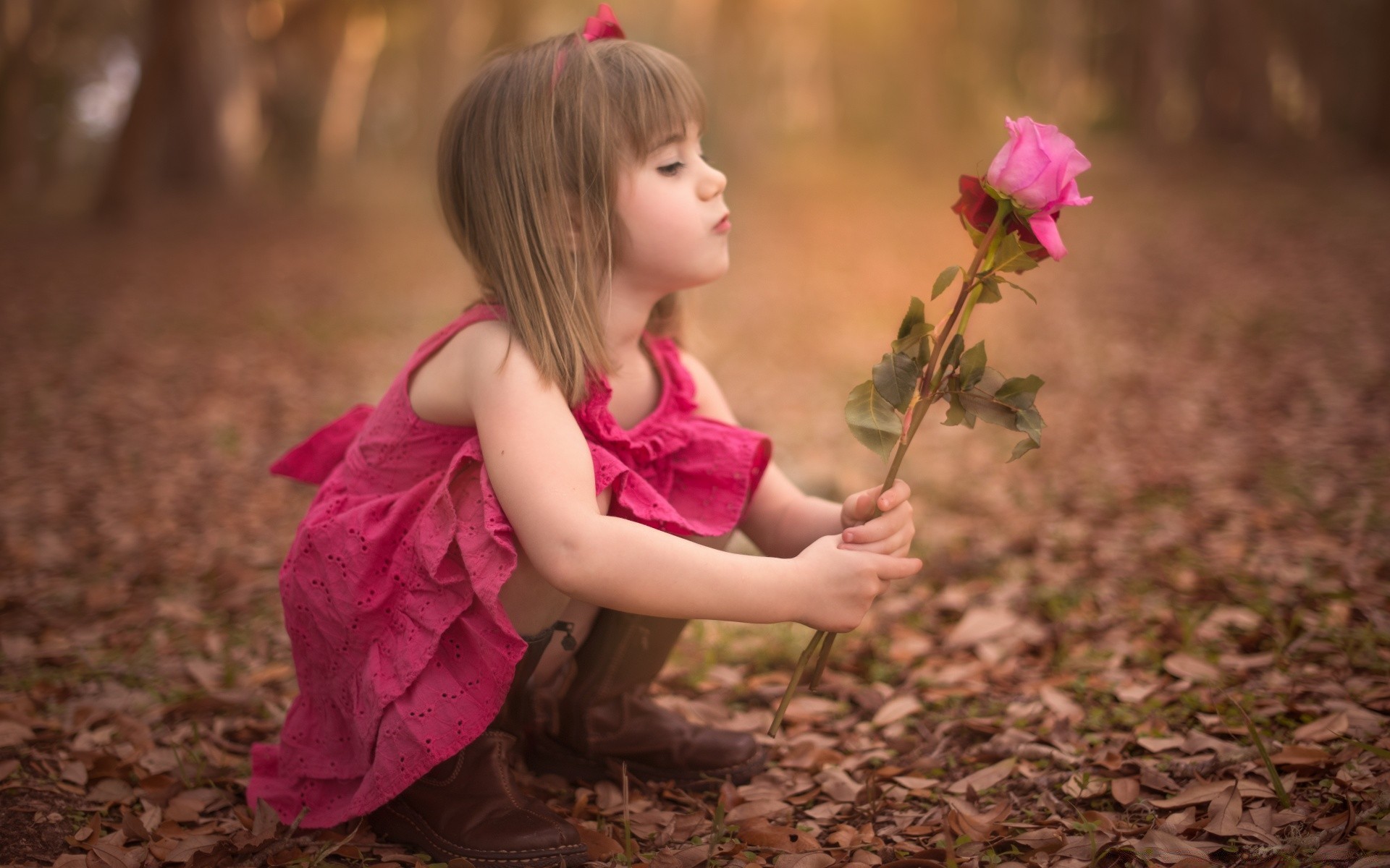 children child nature girl outdoors flower park fall