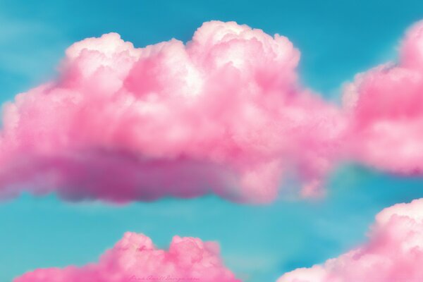 Pink cloud. Blue sky