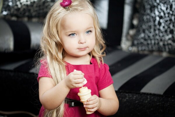 Little girl with soap bubbles