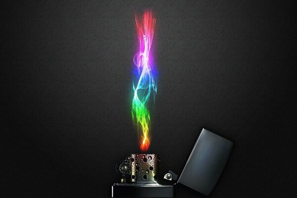 Flamme multicolore sur fond sombre