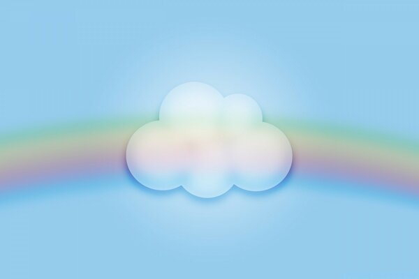 Rainbow and cloud. Blue background