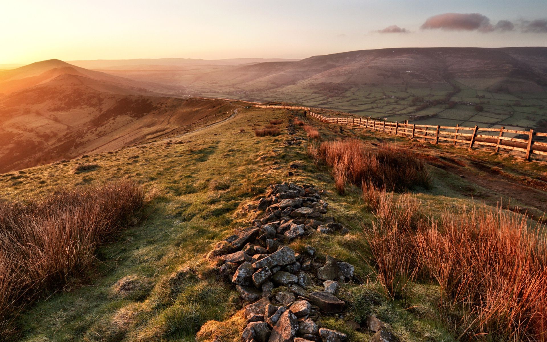 hills landscape nature travel sunset sky outdoors dawn mountain grass water rock scenic