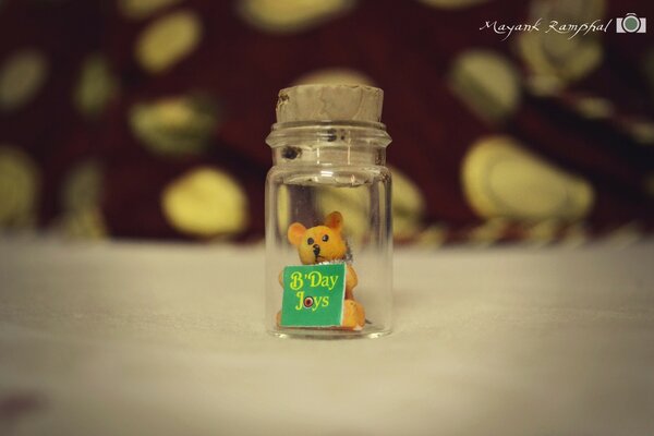 Romantic toy in a jar with the inscription