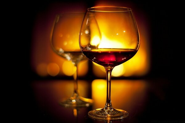 Evening, two glasses of wine