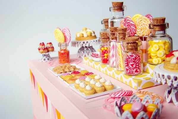 Miniature tabletop candy dessert