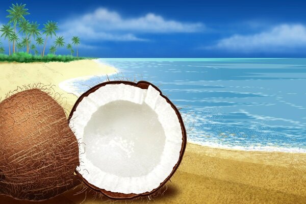 Coconut mood on a tropical beach