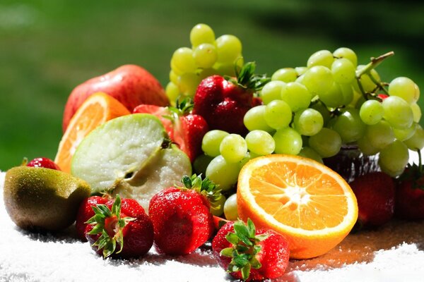 Delicious still life of fruits and berries